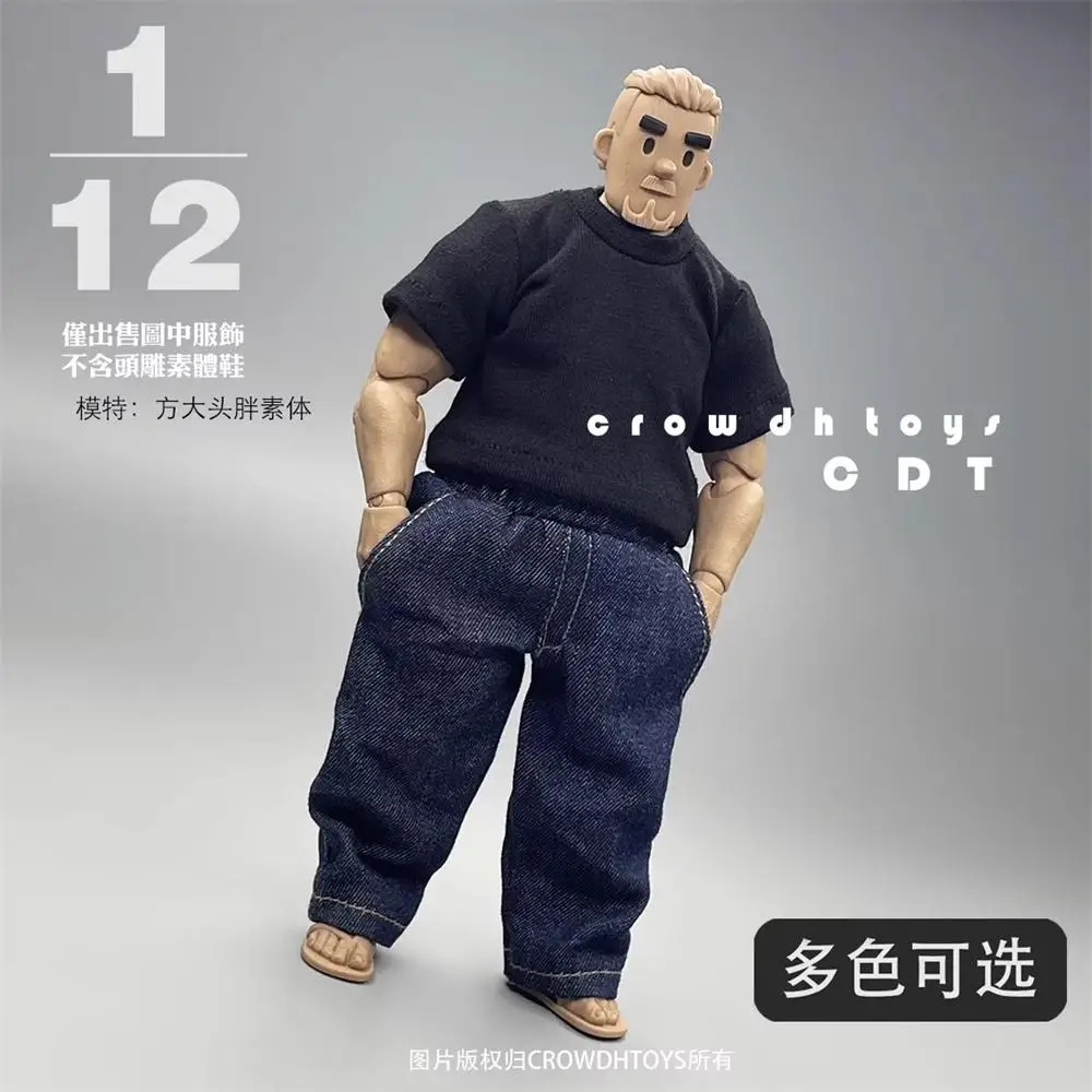 

1/12th Fashion Modern Short Sleeves Vest Jeans Pant Accessories Not Real For 6" Notaman Strong Body Doll Scene Component DIY