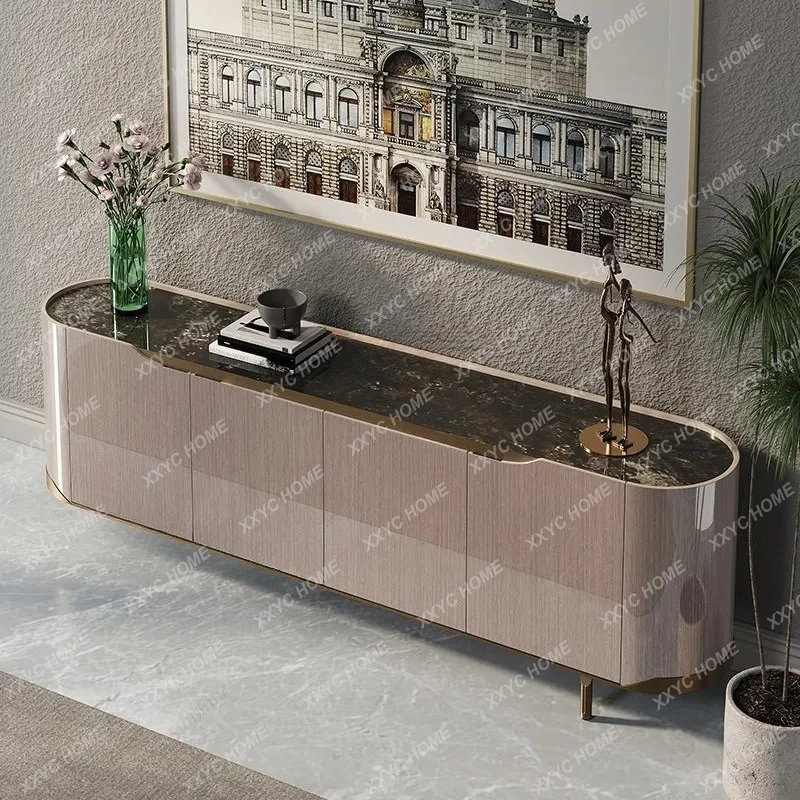 A natural luxury stone dining side cabinet villa high-end storage locker living room decorative cabinet