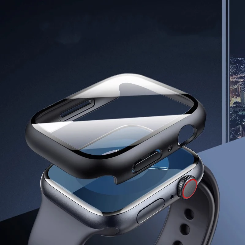 Gehärtetes Glas + Abdeckung für Apple Watch 10 42 mm 46 mm, matt, hart, PC-Stoßstange, Displayschutzfolie, iWatch-Serie 10 42/46 Zubehör
