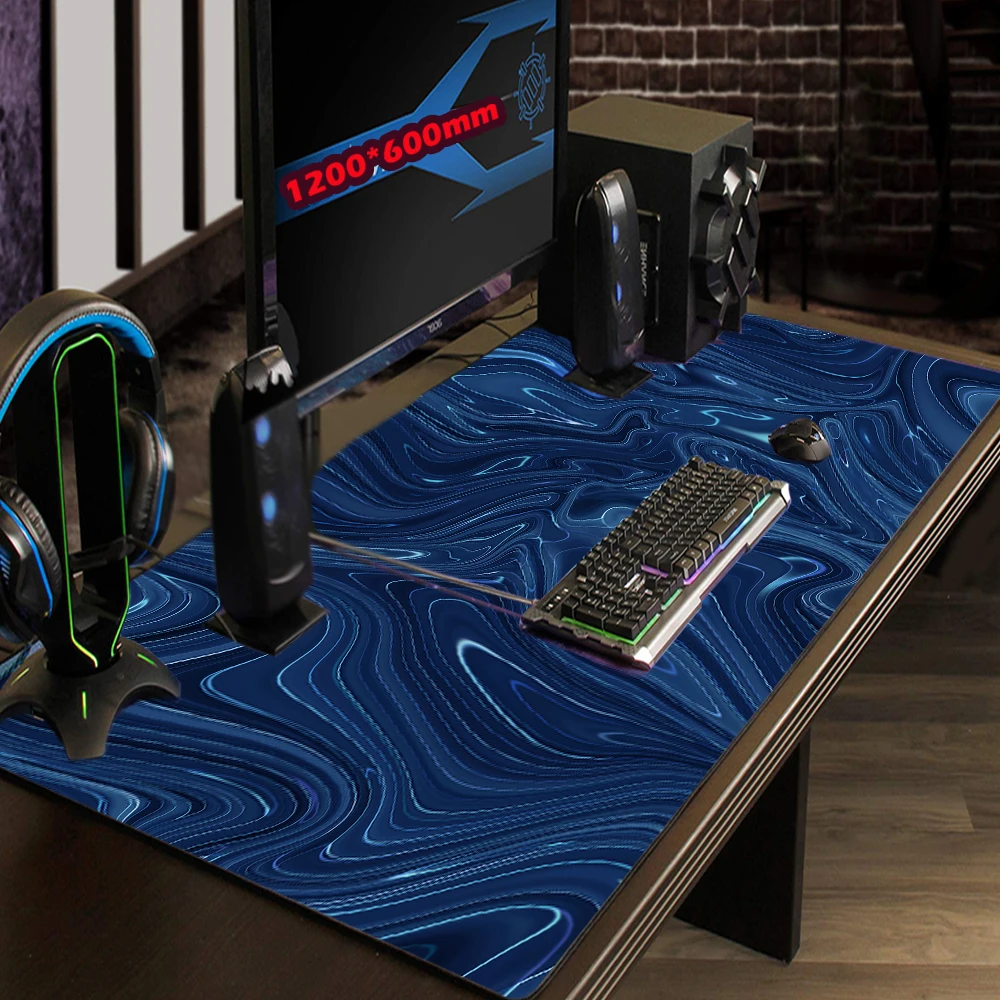 Blue Gamer Rug Strata Liquid Mousepad 5mm Musepad Large Carpet Gaming Accessories Big Mousepepad 1400x400 Keyboard Mat Aesthetic