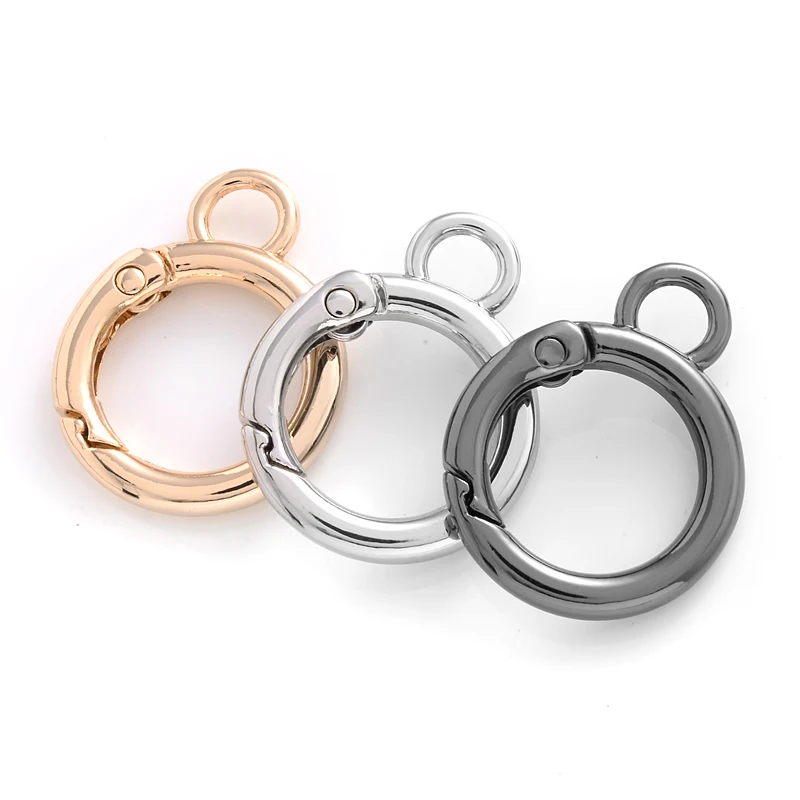 4Pcs/Lot Metal Openable Round Carabiner Spring Clasps With Small Circle Bag Clips Hook Keychain Dog Chain Buckles Connector