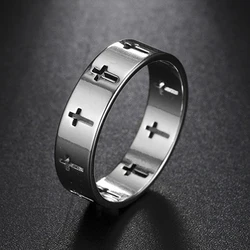 Gothic Cross Couple Rings Stainless Steel Jesus Cross Finger Ring for Men Women Fashion Punk Jewelry Wedding Gift Wholesale
