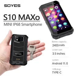 SOYES-Mini Smartphone S10 Maxo, Téléphone Portable PTT Robuste, 4G, Android 11, 3.5 Pouces, Façades Core, 8 Go + 256 Go, 2400mAh, Face ID, Déverrouiller, En Vente