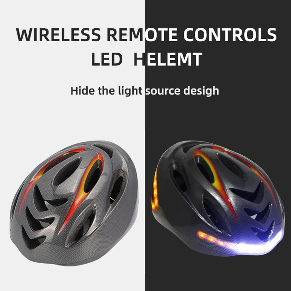 DSYCAR Adult Bicycle Smart Helmet Wireless Remote Control with Rechargeable USB Front & Back LED Light, Cycling Helmet