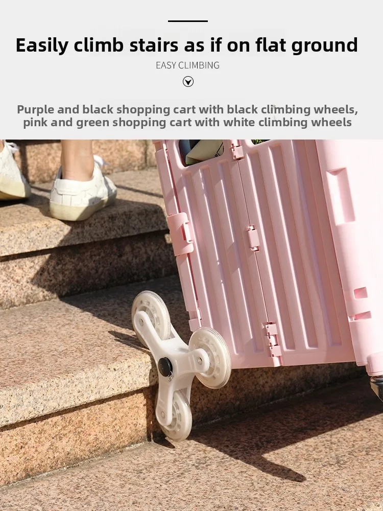 عجلات عربة تسوق محمولة من البولي يوريثين الكريستالي مقاومة للتآكل مع محامل مزدوجة وعجلات مثلثة لتسلق السلالم للتخزين المنزلي