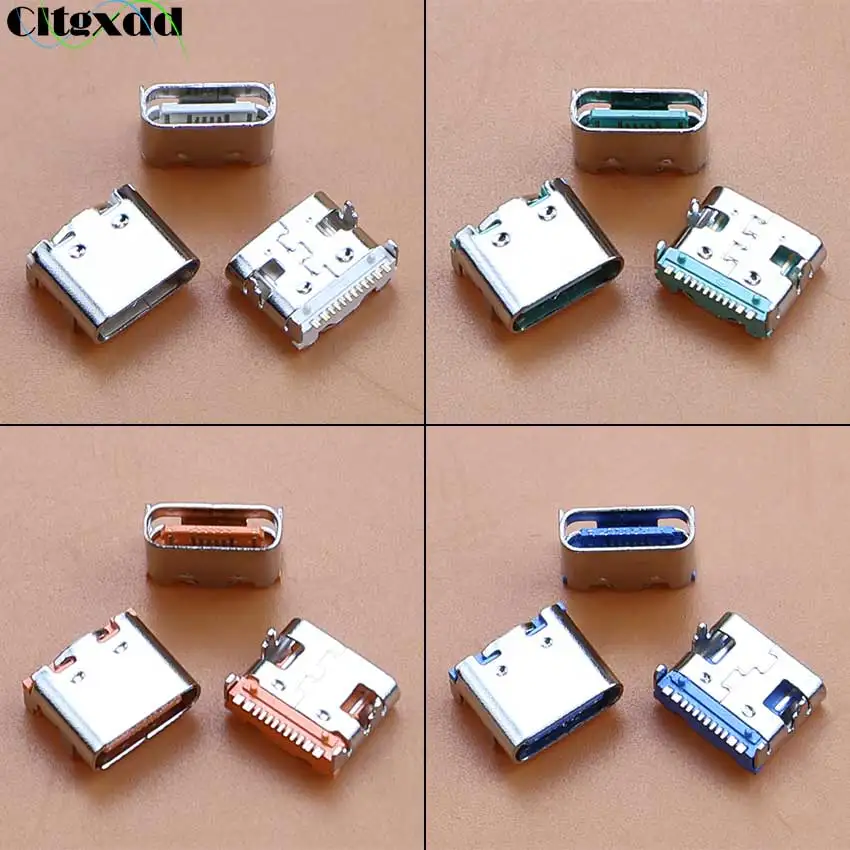 

10Pcs 5 Color 16Pin Tyoe-C SMT Socket Connector Micro USB Type C 3.1 Female Placement SMD DIP For PCB High Current Charging Port