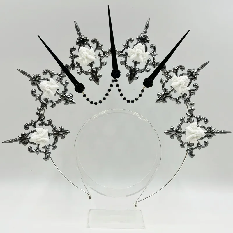 NEW Fashion Vintage Headdress Parts Gothic Lolita Tiara Sun Crowns Goddess Headwear Women Halo Crown Wedding Headpiece