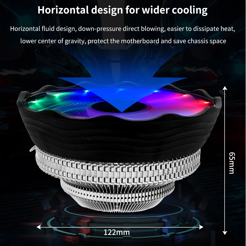 TISHRIC CPU Cooler Fan RGB PWM 3 Pin Computer Case Fan Intel LGA 1700 1200 1150 1151 X79 X99 E5 AMD AM3 AM4 CPU Cooling Fan