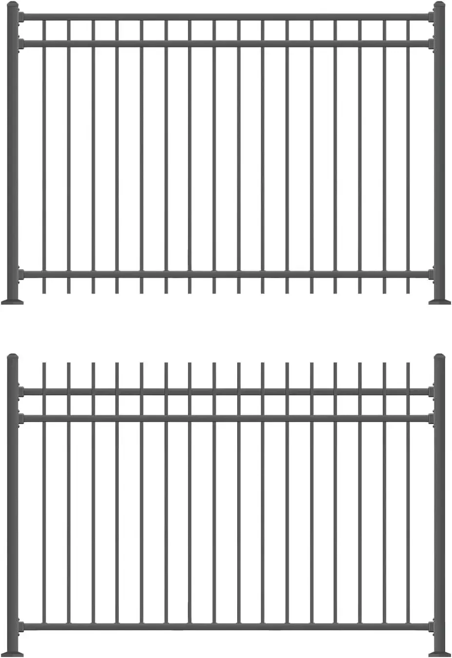 لوحة سياج من الفولاذ الأسود المقاوم للصدأ من HOME - سطح مسطح/جزء سفلي لجيب - للسكن، في الهواء الطلق، ساحة، حديقة، 3 قضبان، 1 وظيفة متضمنة