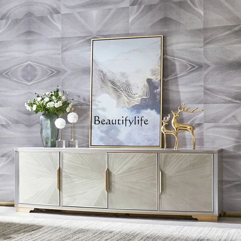 

American light luxury TV cabinet combination simple small apartment oval coffee table