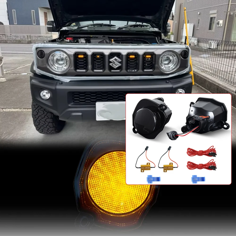 LED Repeat Blinker Front Bumper Side Marker Light For Suzuki Jimny JB64W JB74W 2018- Smoked Lens Amber