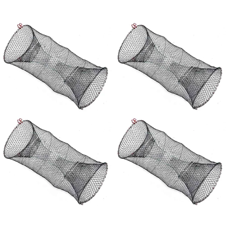 

ABJM-4X Fishing Bait Trap,Bait Crawfish Traps Spring Cage Portable Folded Cast Net Fishing Traps Net Fishing Accessories