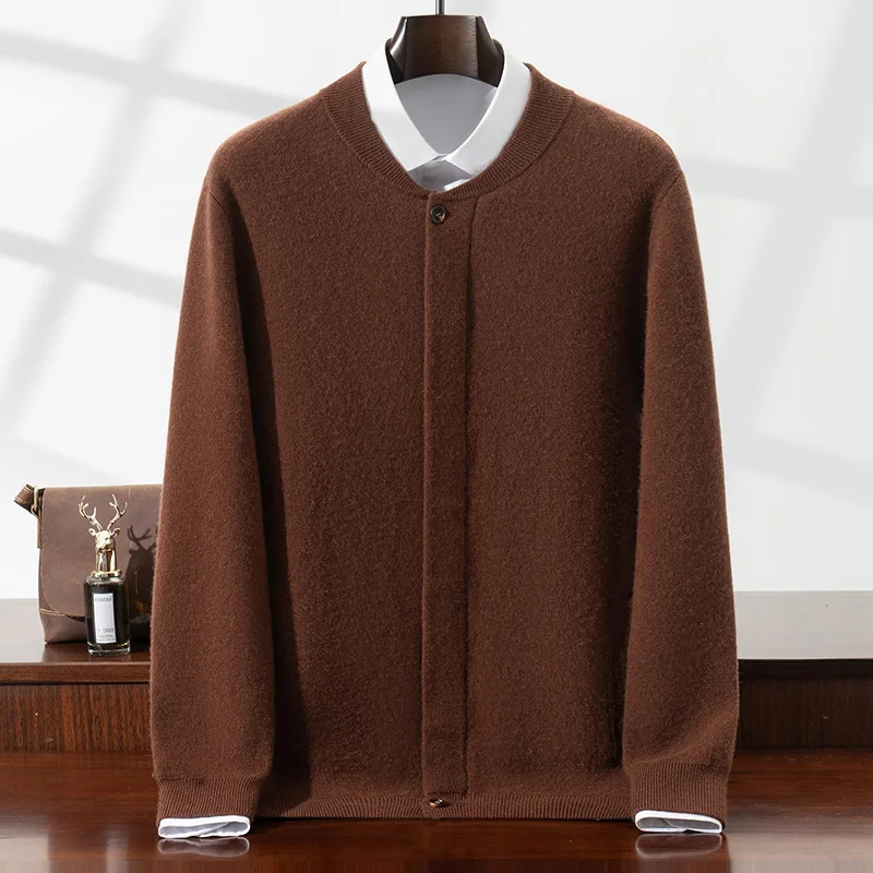 ADDONEE الثقيلة الرجال 100% سترة الكشمير المعنقة س الرقبة سستة سترة معطف الخريف الشتاء سميكة الدافئة الكشمير تريكو الملابس
