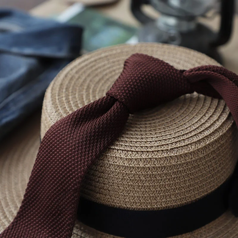 6 سنتيمتر الرجال محبوك القهوة البني الصلبة الملونة سليم التعادل نمط جديد موضة الترفيه الكلاسيكية المنسوجة Cravate ربطات العنق الضيقة