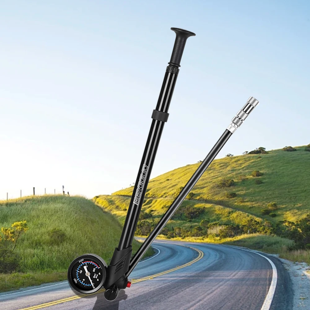 

Велосипедный насос 300PSI с манометром для камер и шин, совместимый с ниппелями Presta и Schrader, мощный насос для вилки и задней подвески