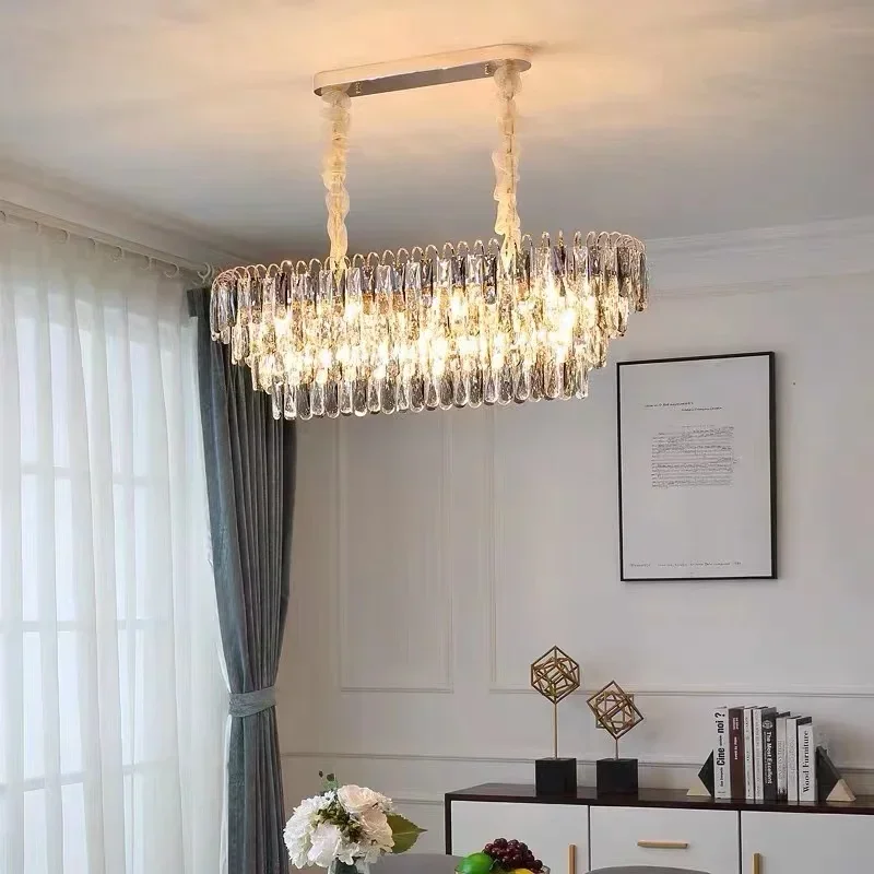 Gold Modern Chandelier Lighting for Living Room Luxury Round Crystal Lamp Home Decoration Chain Led Crystal Light Fixtures