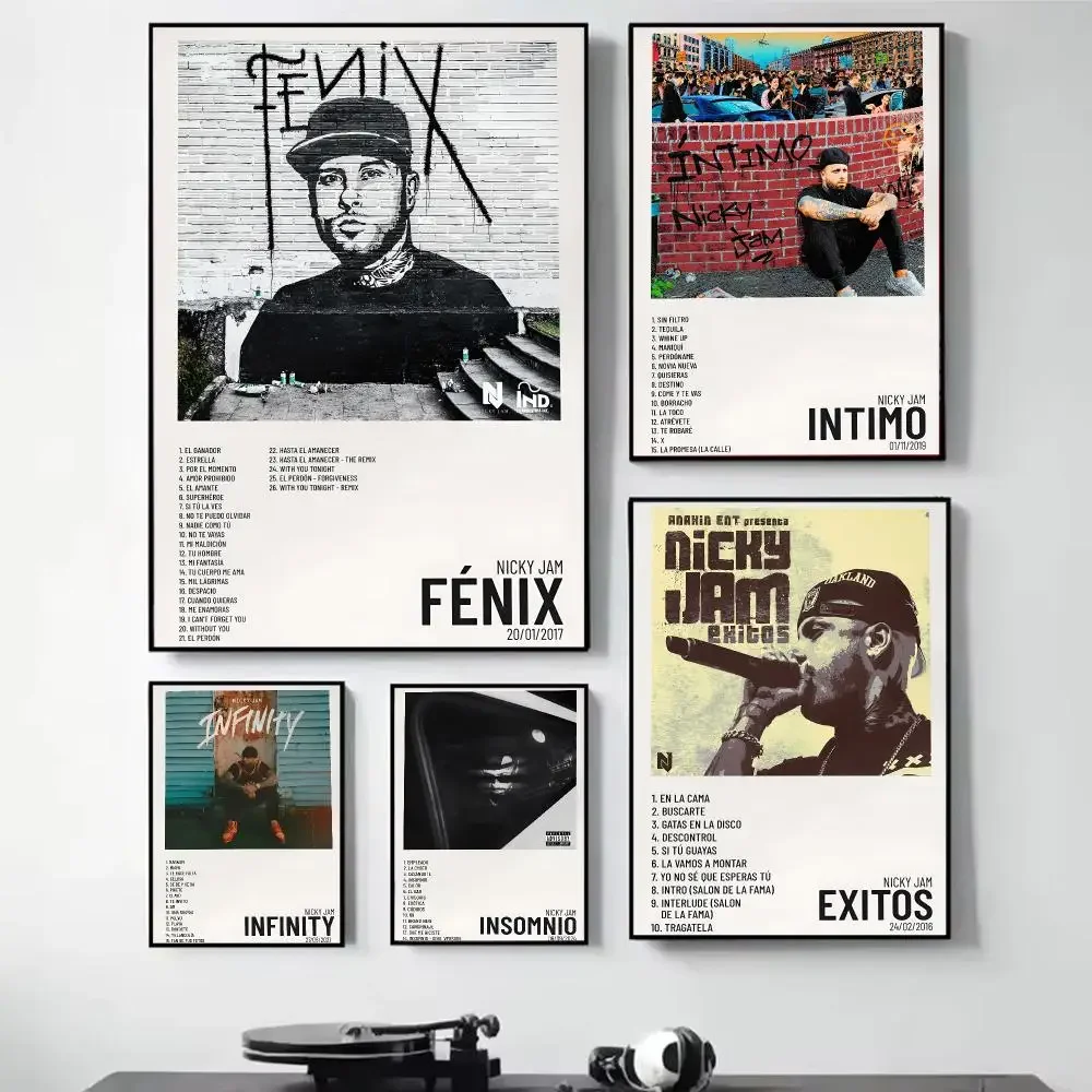 N-Nicky Jam Cover Painting Calligraphy Self Adhesive Wall Art Waterproof Print For Bedroom Hallway Home Decor