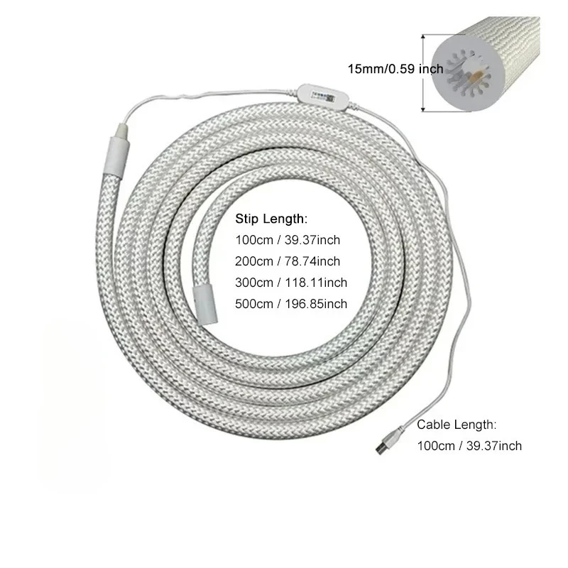 DC5V USB-Powered Round Reticulate Pattern Neon LED Strip, App-Controllable with Music Sync, Smart RGBIC Flexible Silicone Light