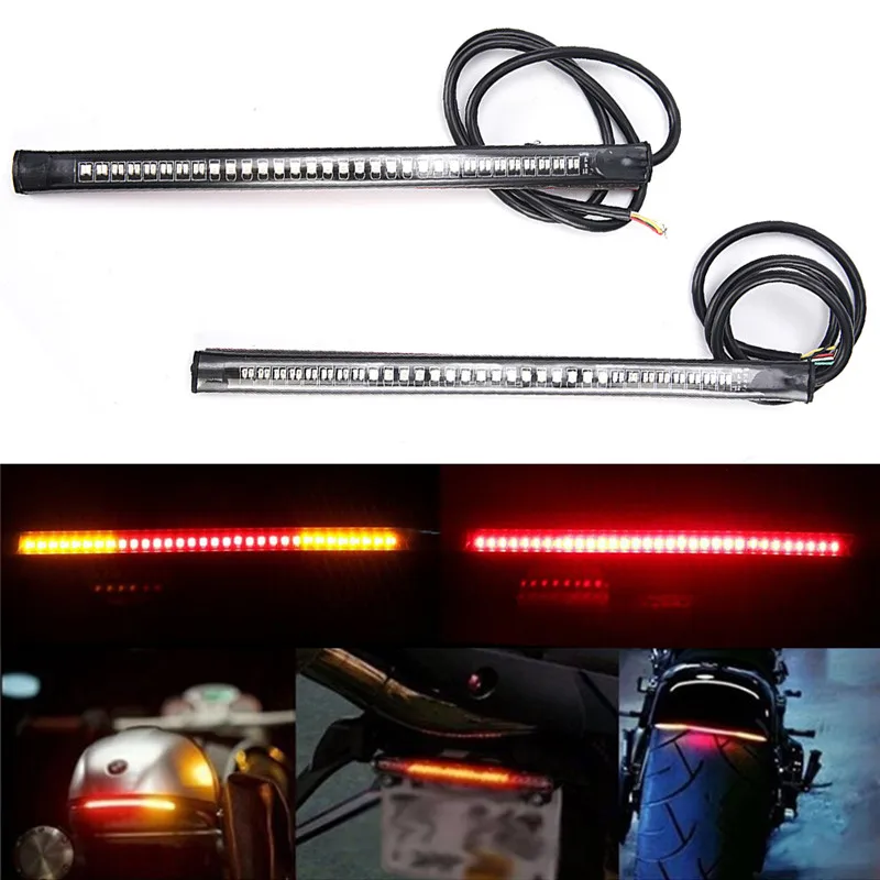 48 SMD LED Motorcycle Motorbike Tail Brake Stop Turn Signal Strip Stop Light