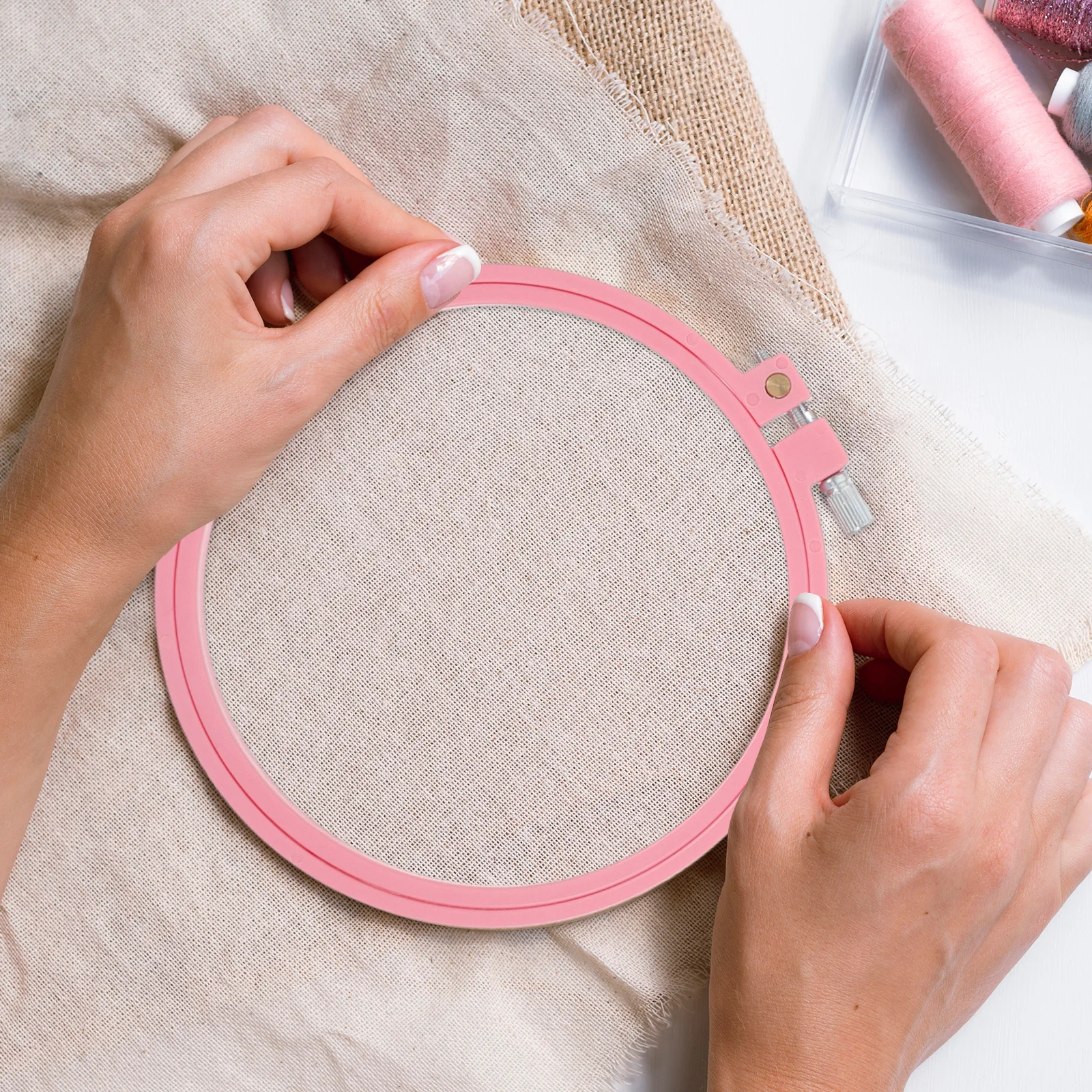 

6 шт., набор пялец для вышивания из АБС-пластика, круглые круги для вышивки крестом для DIY, шитье, квилтинга, ремесло, настенные украшения, аксессуары