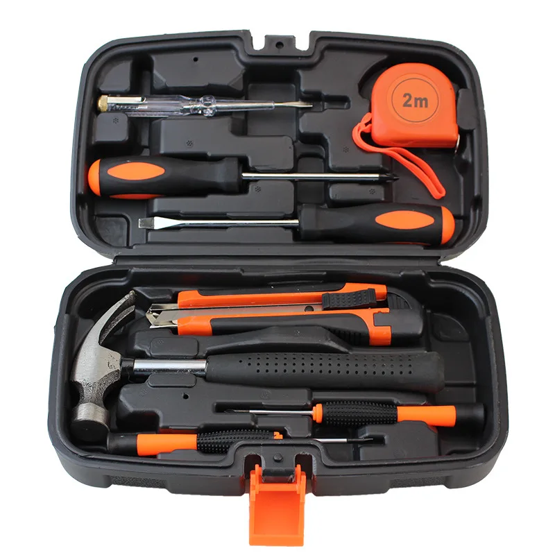 002‑8 9PCS Hardware Hand Tool Kit Portable Household Tool Box Gift Set for Home Maintenance
