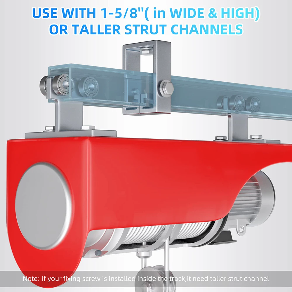 2PCS Trolley Assembly Electric Hoist Easy Installation Roller Trolley Silent for use with Unistrut 1-5/8