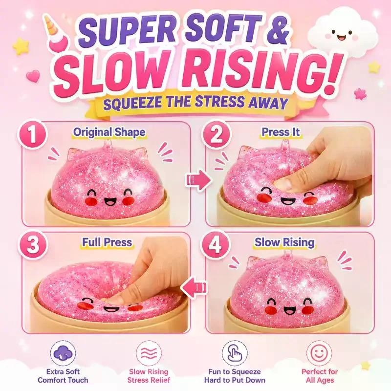 NEW Kawaii Bun Dumpling Slow Rising Dumpling Glitter Stress Relief Toy Steamed Stuffed Bun Toy Kid Adult Simulation Relief Toy