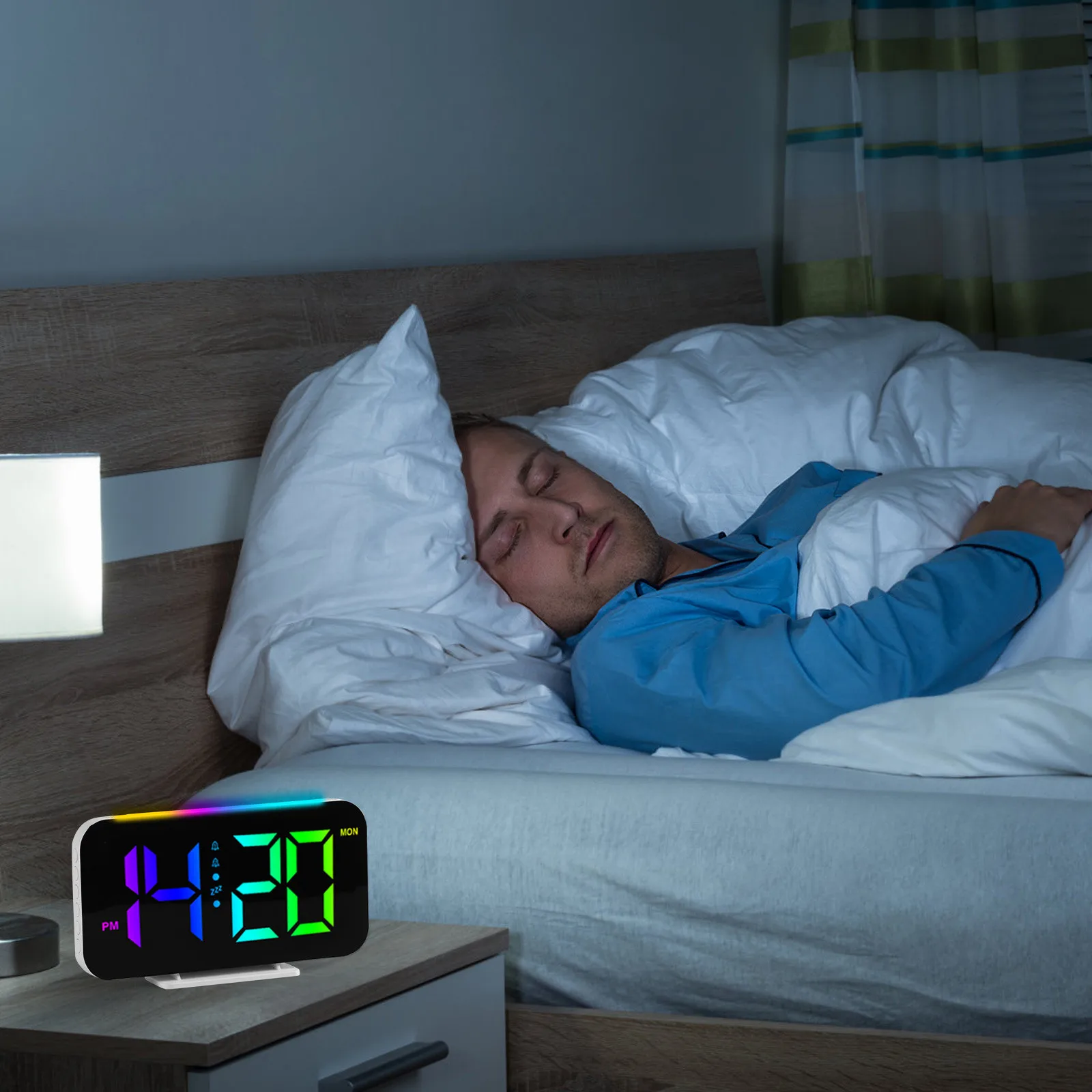 ساعة رقمية Rgb عرض ساعة منبه مع الإضاءة المحيطة ضوء الليل Cyberpunk الإلكترونية Led عرض الوقت ساعة سطح المكتب