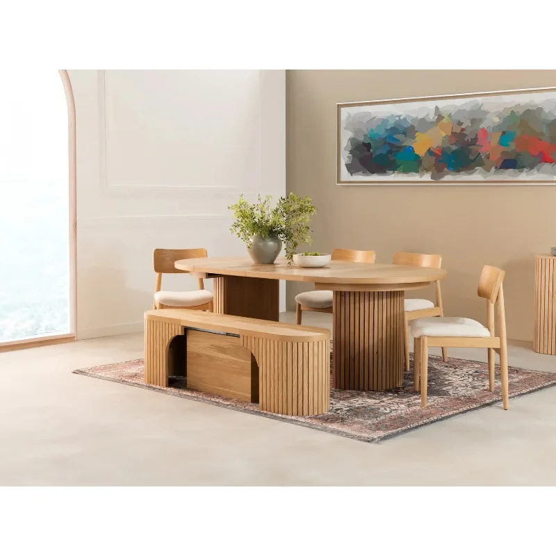 Factory Modern Luxury Simple Dining Table Retractable Foldable Design Accessible Negotiation Features Exports Solid Wood