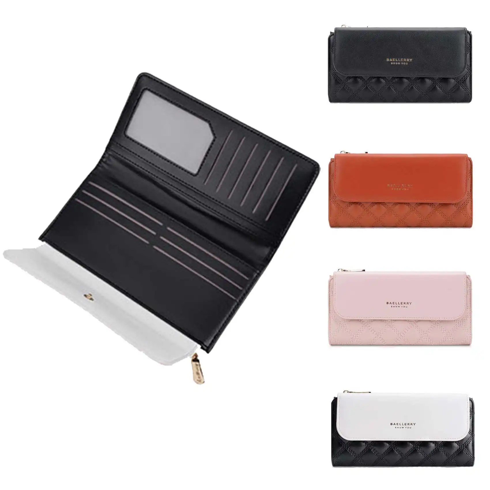 

Argyle Quilted Cover Tri-fold Clutch Bag New Women's Long Wallet Fashion Simple Casual Mobile Phone Bag Multi-Slot Card Holder
