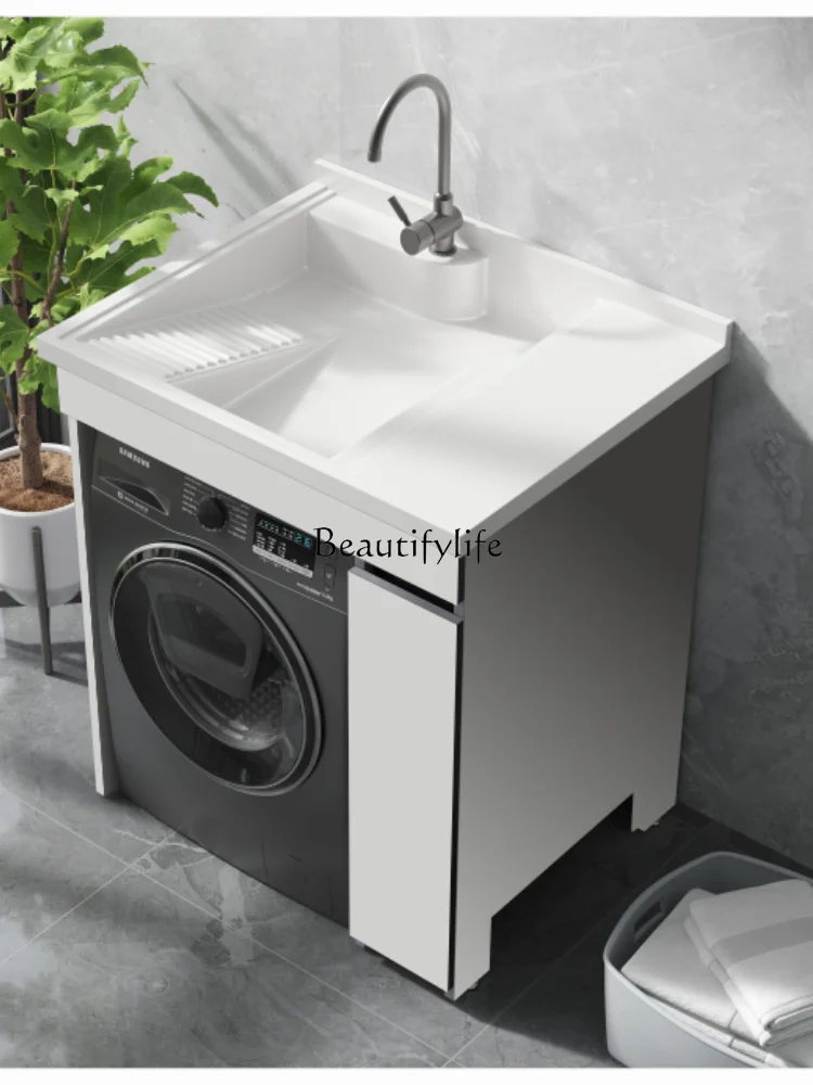 Washing Machine Cabinet Balcony Roller Partner Alumimum Laundry Tub Basin All-in-One Cabinet Customized