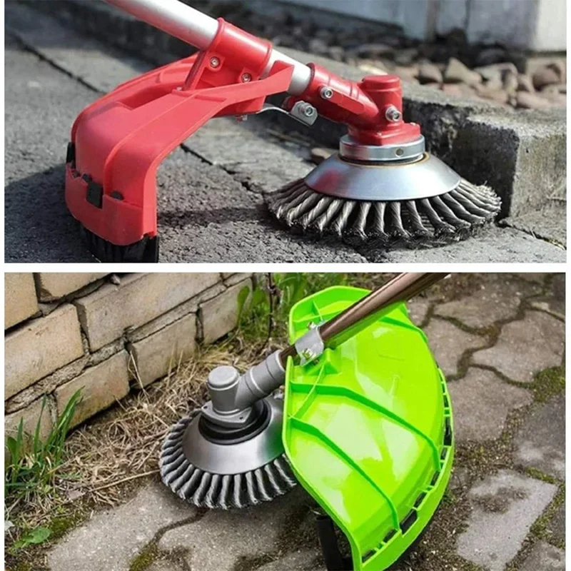 Tête de Coupe-Brosse Universelle en Acier de 6/8 Pouces, Outil de Jardin avec Adaptateur de Lame de Tondeuse à Gazon