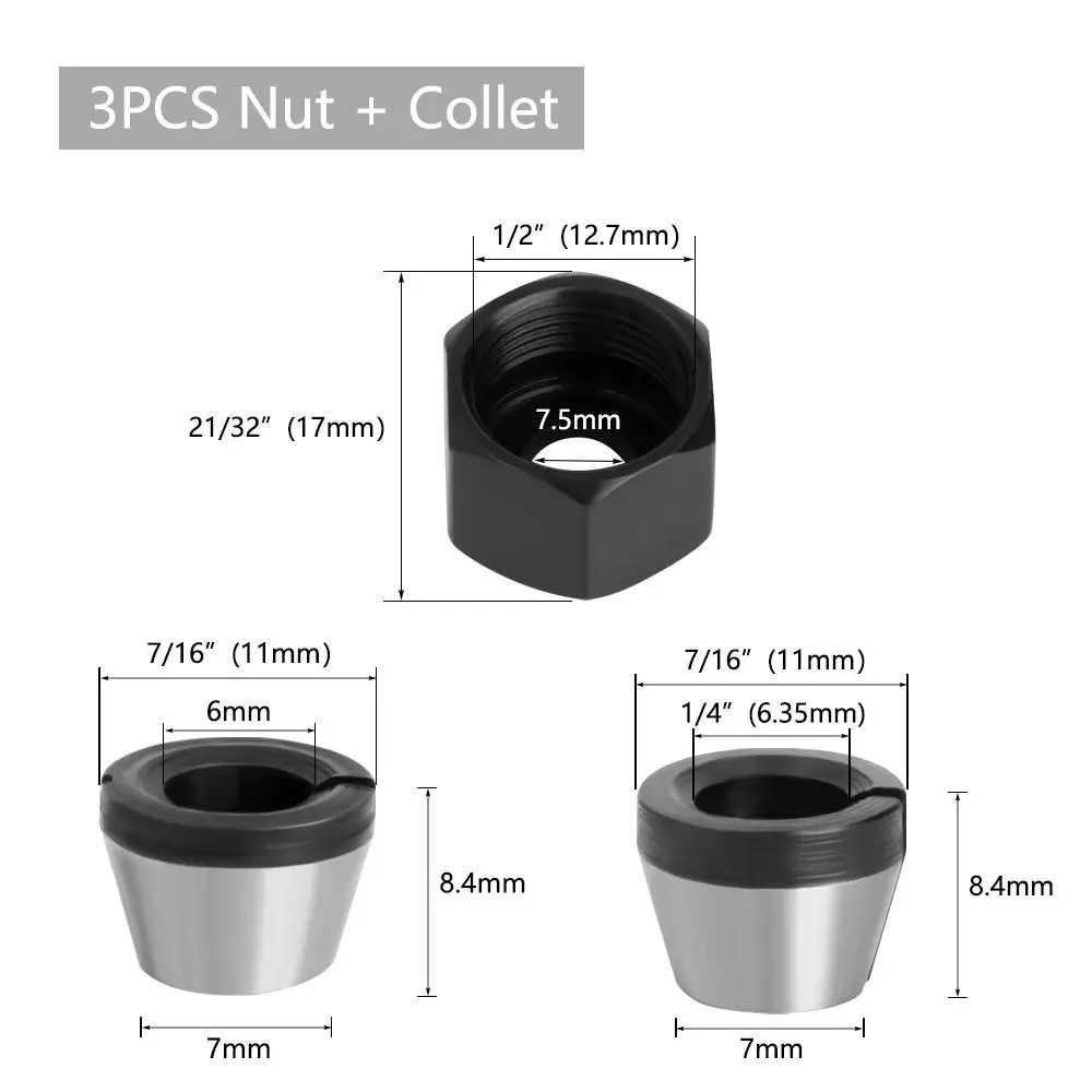 Replacement Durable Trimmer Collet Adapter Wear Resistance Heavy Duty Milling Cutter Chuck Universal Router Collet Chuck