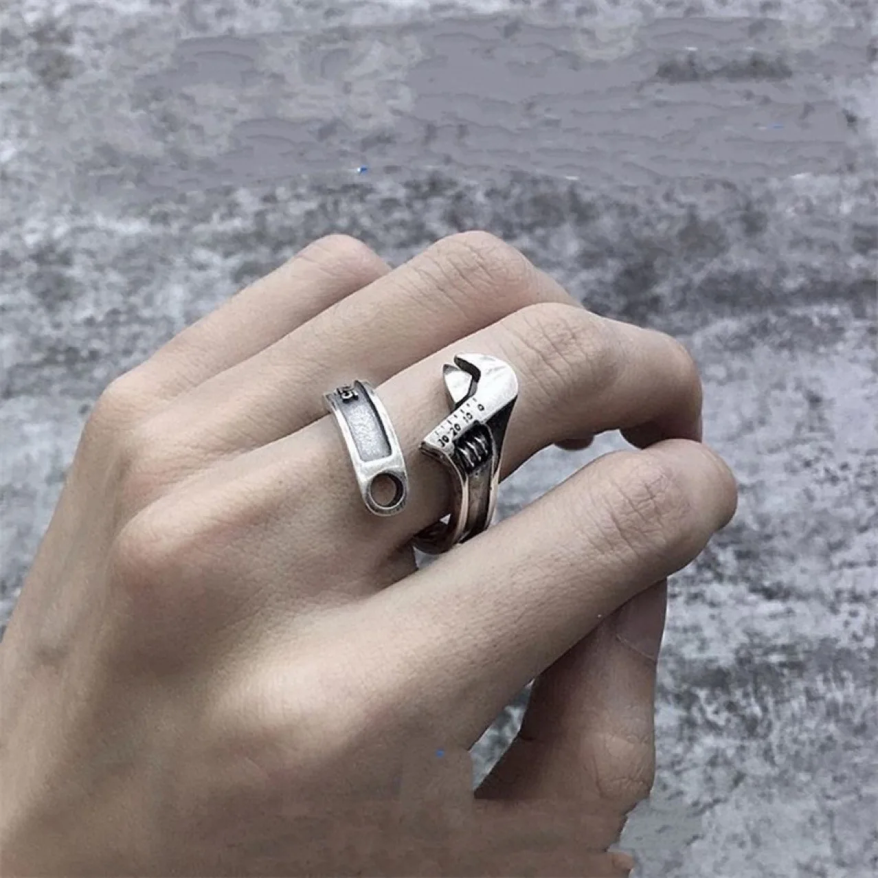 Punk Hip Hop Wrench Tool Open Adjustable Ring Men Motorcycle Riding Rock Jewelry Gift