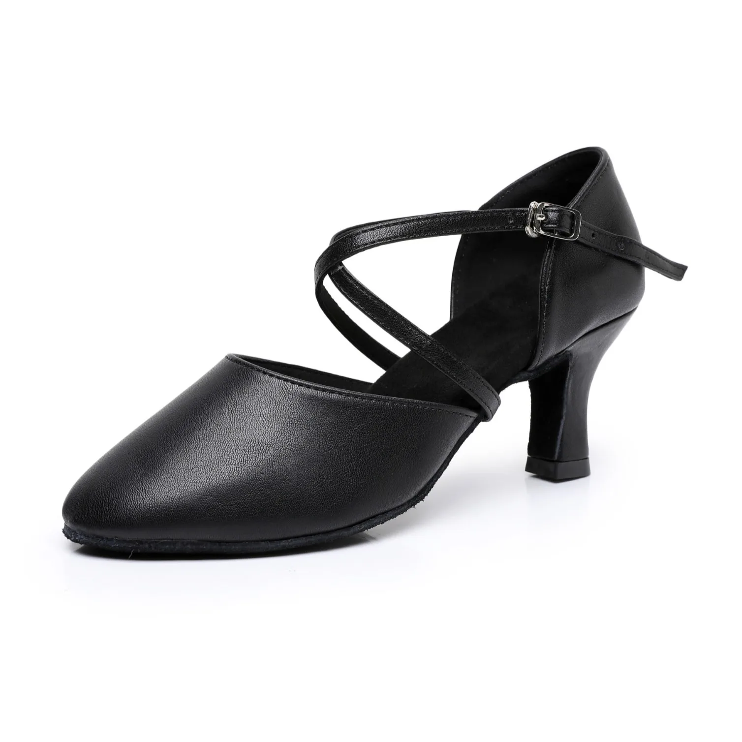 女性クロスストラップラテンダンスシューズ大人のインテリアハイヒールソフトソール社交タンゴ指導パフォーマンスダンスシューズ 5/7 センチメートル