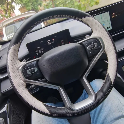 Плетеный чехол на руль автомобиля, ручное шитье, удобная дышащая кожа из микрофибры для Haval JOLION H6 2021, автомобильные аксессуары