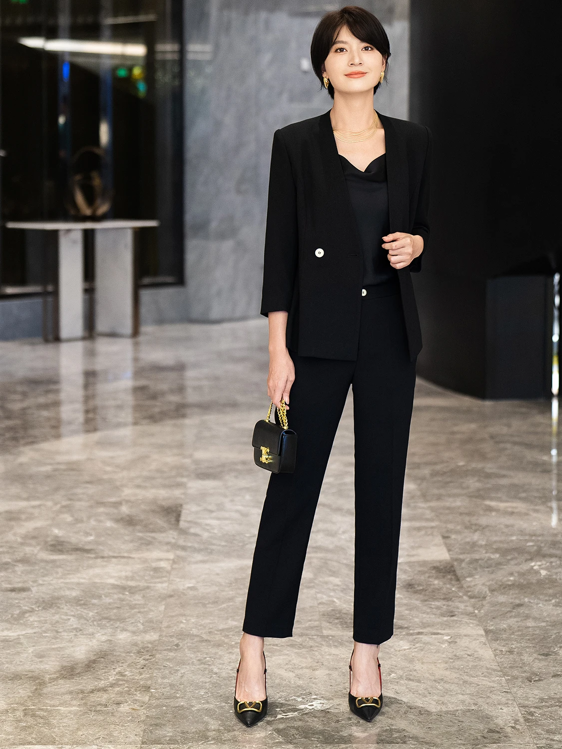 

Костюмный комплект Fangfang Bla: Элегантный деловой костюм-двойка для женщин, профессиональный, для офиса, из полиэстера, вискозы и спандекса