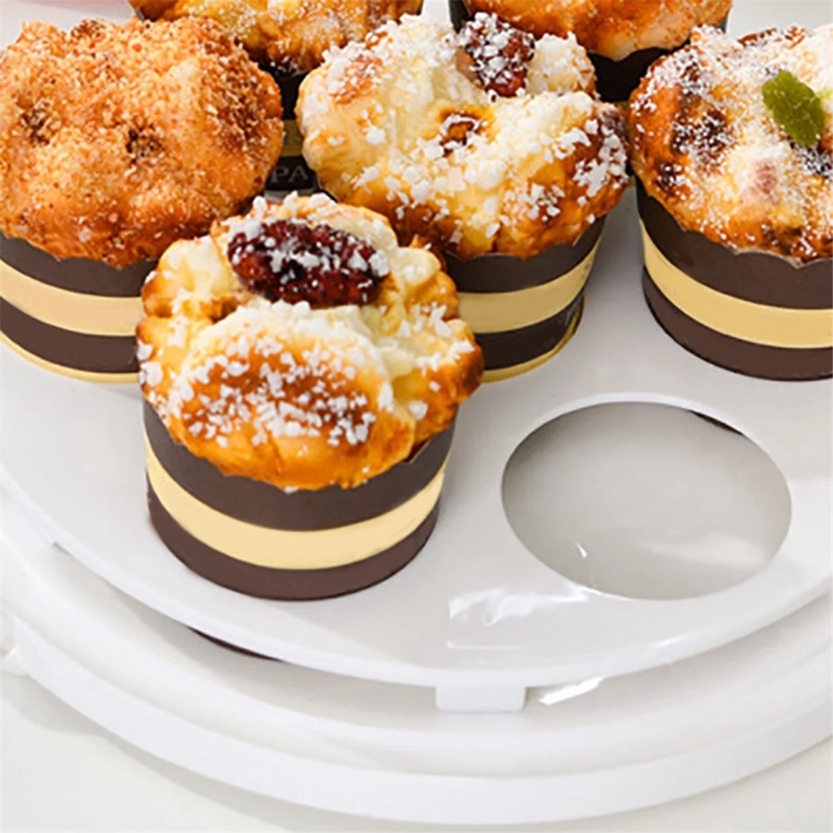 Taartdrager met deksel en handvat, Cupcake-dragerhouder Cupcakes, Plastic ronde taarttransportopslagcontainer