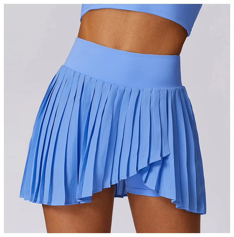 Women Sports Tennis Skirts High Waist Tights Yoga Tennis Shorts Dress With Pockets Pleated Pocket Skirt Anti-Exhaust Quick Dry