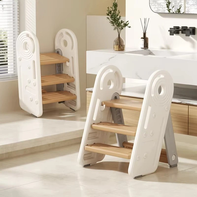 Kids Plastic Step Stool Kitchen Helper Ladder Folding Footstool