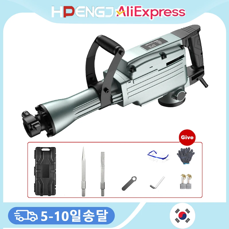 1600W Heavy Duty Electric Demolition Hammer Electric Pick Drill Breaker Stone Rock Drilling Machine For Road Concrete Demolition