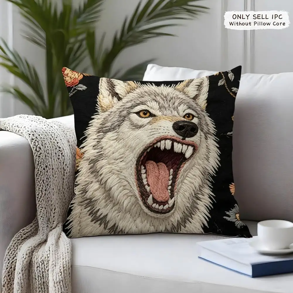 2D Scream Funny Animals Kissenbezug, kurzer Plüsch, doppelseitiger Druck, quadratische Kissenbezüge, Sofa-Kissen, Heimkissen-Dekoration – Detail 7