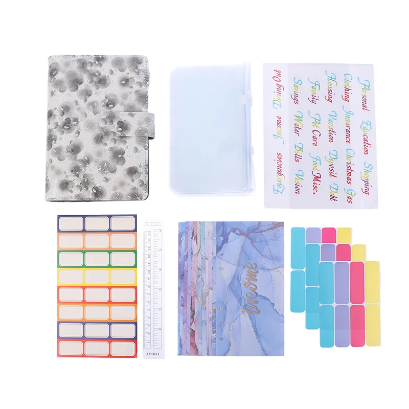 1 Set 6 Holes Binder For Financial Management A6 Loose-leaf Notebook Binder Flower Budget Planner Cash Envelope Savings Money