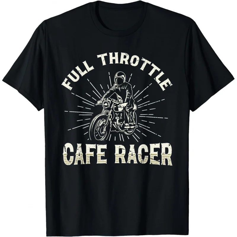 

Full Throttle 0419 Retro Cafe Racer Gift T-Shirt for Racing bikers 100% cotton printed Motorcycle Graphic clothes All size Tops