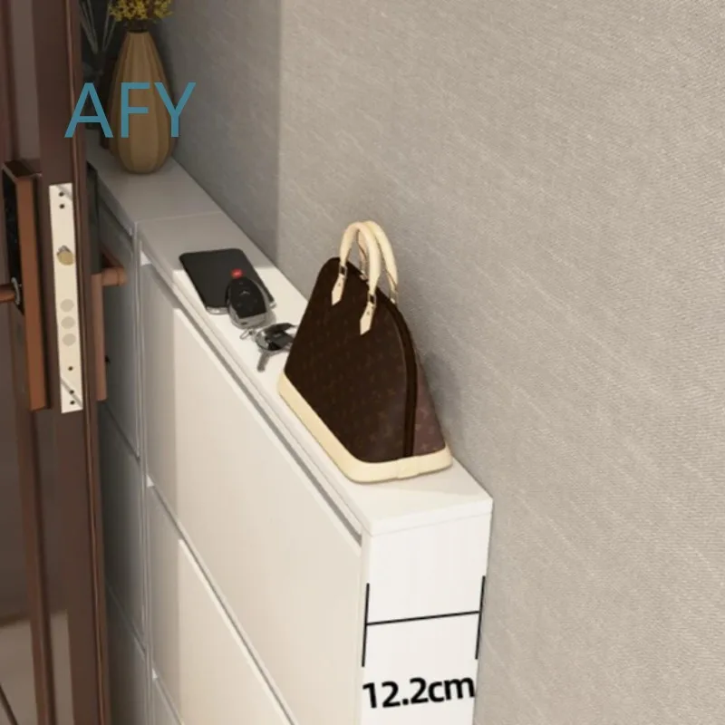 Ultra Slim Steel Shoe Cabinet for Wall Entryway Organizer for Small Space Saving Narrow Design with Max Capacity Storage