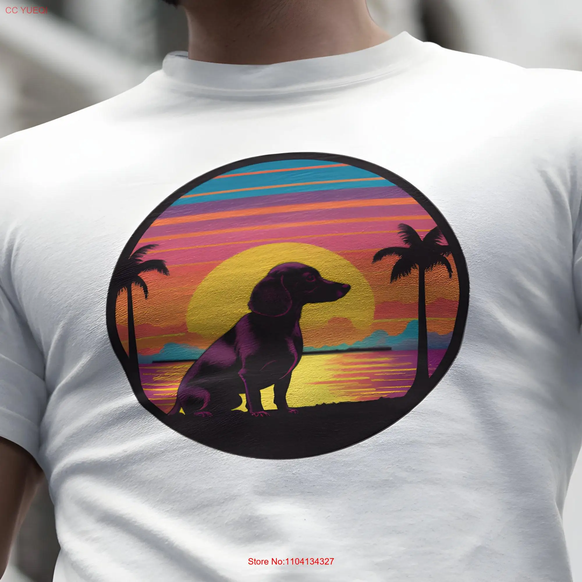 Dog shirt dashchund wiener summer time T Midjourney created AI hello tees Doxin owner long or short sleeves