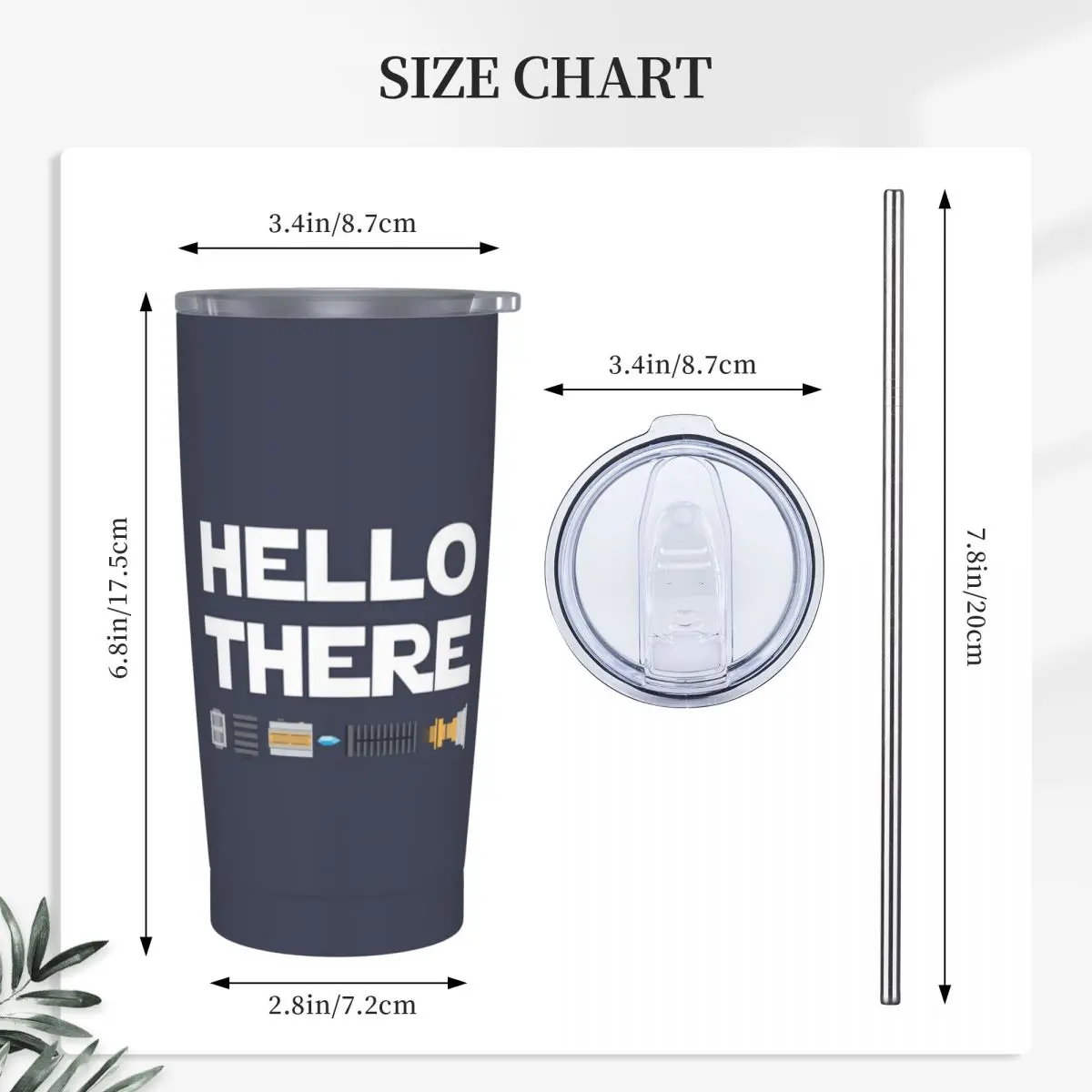 Hello There Stainless Steel Tumbler Vacuum Insulated Mug Thermal Cold Cup Straws With Lid 20oz