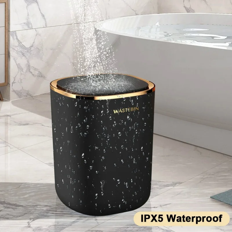 12L Smart Sensor Black Trash Can Induction  Bin Bathroom Luxury Garbage  Bucket For Kitchen Toilet  Wastebasket