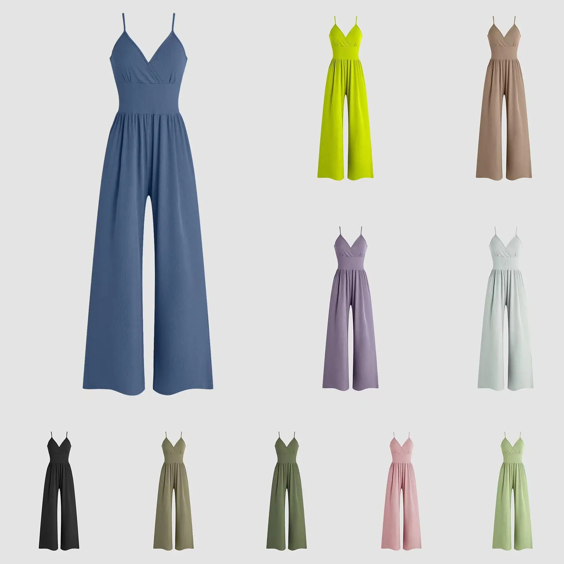 

Комбинезон с завязкой на талии и брюки Csole, тонкий летний комплект длинных брюк со средней талией, удобный материал из спандекса