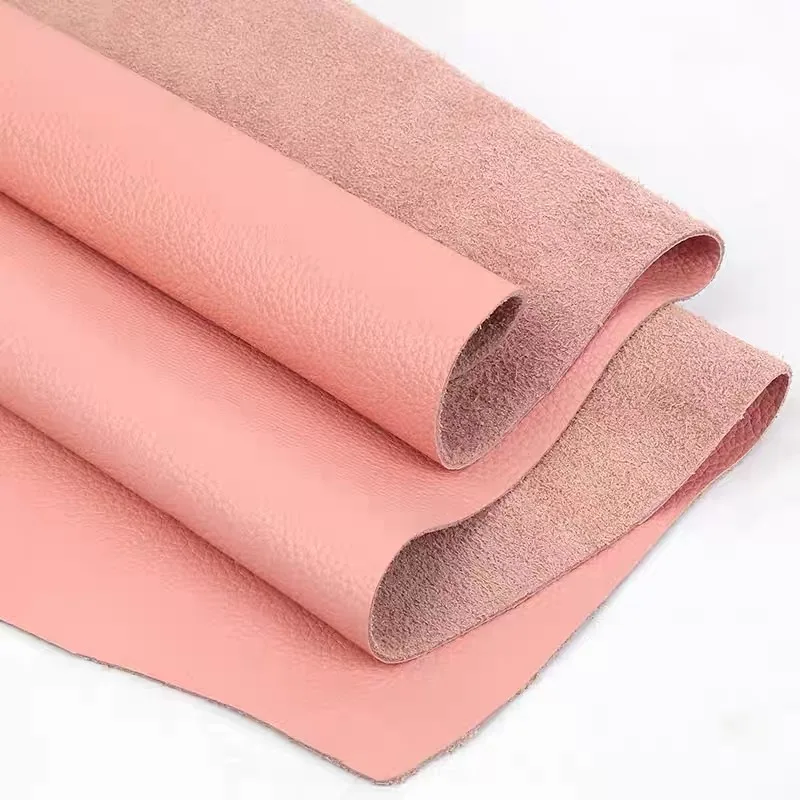 طبقة علوية من جلد البقر الوردي مصنوعة يدويًا من الجلد DIY حقيبة ظهر بمقعد أريكة من الجلد الناعم #5